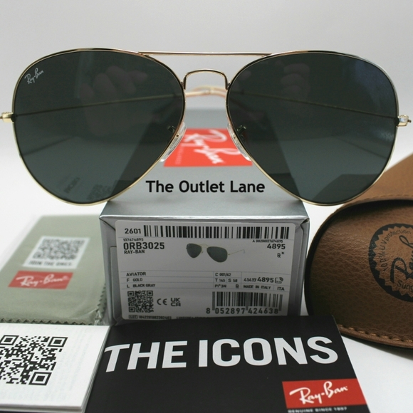 Model Display RayBan Aviator Black Lens Gold Frame RB3025 - Picture 1 of 16